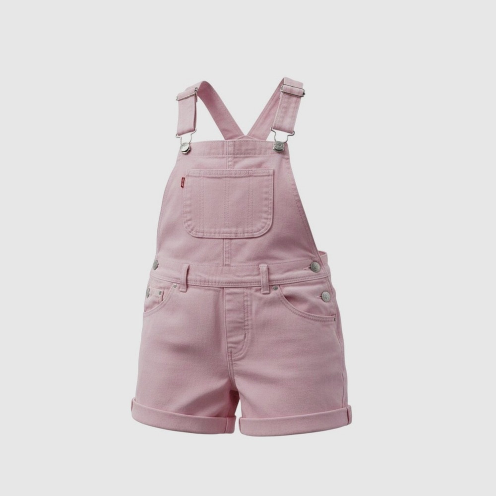 Levi's Shortall Girls 7 Pink Denim Bib Overalls 4538-ACA
